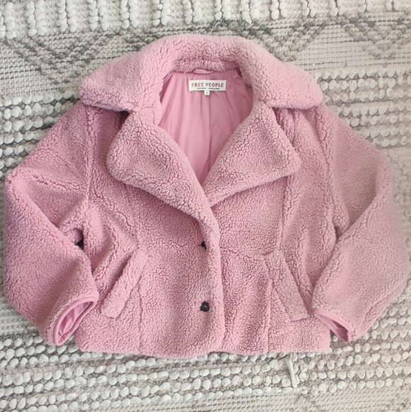 Free People Joplin Cozy Jacket In Smoked Pink Size XS Oversized - Picture 4 of 7
